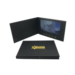 Black Digital Video Brochure with Large Memory Unique Design LCD Video Book Offset Printing Paper Invitation Card in Box Style