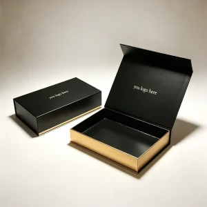Black Magnetic Rigid Box Cardboard with Gold Foil for Pen Writing Instrument Packaging
