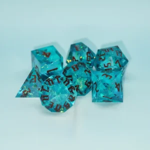 Blue 7-Piece Rainbow-Coated Resin RPG Dice Set Sharp-Edge