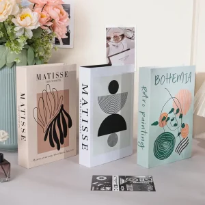 Bohemian Illustration Book Prop for Hotel Room Decor, Soft-Cover, Modern Simple Art Simulation Book