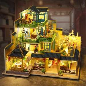 Book Nook DIY Craft Wooden Toys 3D Puzzle DIY Miniature House Kit Oriental Style Mini House Hand Assembly Craft Toy