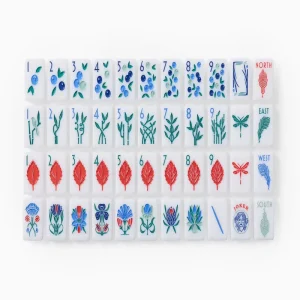 Botanical Nature Icons Four Layer Acrylic American Mahjong Tile Set Custom Artwork for Gifts and Game Retailers