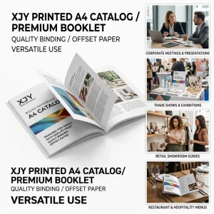 Bound Paperback Three Fold Brochure Booklet Printed A4 Magazine Catalog with Cardboard and Offset Paper