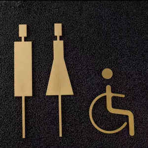 Brass Precision Casting WC Sign Toilet Wall Sign Door Signage Restroom Male and Female Icon