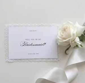 Bridesmaid Proposal Card with Lace Edge Personalised Will You Be My Bridesmaid Card Bridal Party Proposal Custom Wedding Card