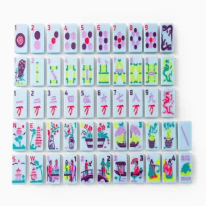 Bright Cityscape Icons Four Layer Acrylic American Mahjong Tile Set Custom Artwork for Gifts and Game Retailers