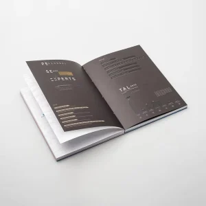 Brochure Printing with Perfect Binding Coated Paper Embossed Logo