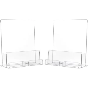 Brochure and Business Card Holder Acrylic Flyer Holder 8.5 X 11 Inches 2 Pack Magazine Display Stand for Catalogs