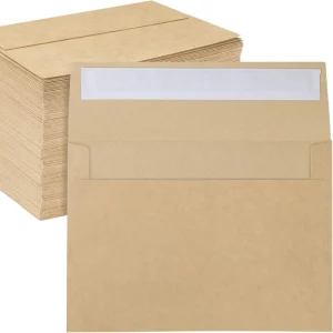Brown Custom Self sealing Kraft Paper Envelopes for Wedding Invitations Event Postcards Customizable in Multiple Sizes