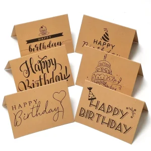 Bulk Creative DIY Happy Birthday Cards Custom Printing Kraft Paper Foldable Thank You Greeting Card Eco Friendly Paper Gift Card