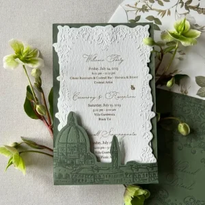 Bulk Custom Embossed Wedding Invitation Suite With Envelopes for Event Suppliers