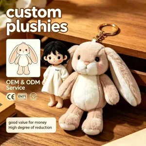 Bulk Custom Plush Keychain Long Ear Rabbit Soft Mini Plush Pendant OEM Kawaii Animal Bag Ornament