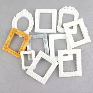 Bulk Stock Miniature Rectangle Shape Picture Photo Frame Design Flatback Big Resin Cabochon for DIY Play