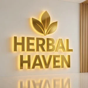 Business Luxury Custom 3D Logo LED Backlit Sign Gold Stainless Steel Illuminated Letters for Interior Wall Branding