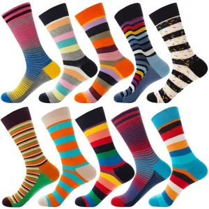 C042501MJ Happy striped cotton grab socks autumn thick fashionable hip hop street style logo sports crew men’s socks