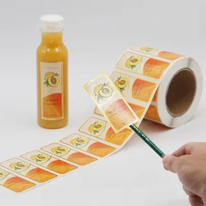 CMYK Color Printing Custom Self-Adhesive Vinyl Anti-UV Waterproof Oil Proof Bottle Label Beverage Juice Label Sticker Roll