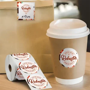 Cafe Use Custom Waterproof Self Adhesive Logo Printing Circle Label Etiquetas Round Sticker for Plastic and Paper Coffee Cup
