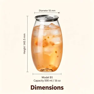 Cafe Use Soda PET Can with High Transparency for Soda Beer Milk Tea 500ml 16oz