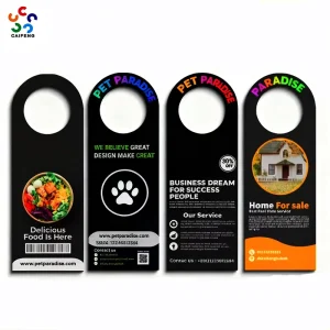 CaiFeng Custom Design Guangxi Duplex Board Varnished Digital Printing Custom Logo Door Hangers High Quality Flyers Fancy Coated