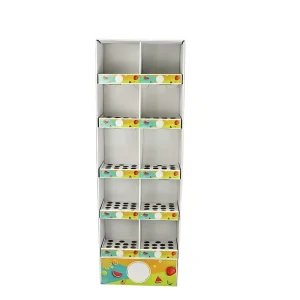 Candy Cone Cardboard Floor Display Perforated Slots Retail Ready Corrugated Shelf FSC Certified Stable Flex MOQ
