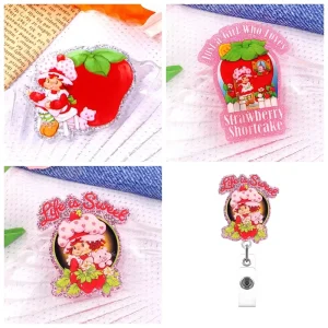 Cartoon Acrylic Flatback Planar Strawberry Girl Resin Flatback Charm Planar Animal Acrylic Charm Acrylic Plate Sticker