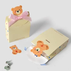 Cartoon Bear Folding Packaging Box New Baby Gender Party Gift Box