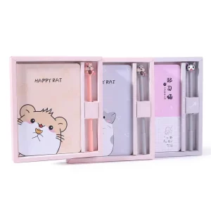 Cartoon Cover Premium Gift Notebook Set Matching Gel Pen Diary Log Book for Student Daily Note Taking