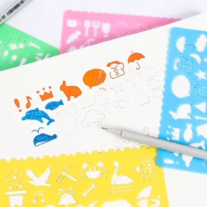 Cartoon DIY Handmade Painting Templates Classic 4 Colors Four Painting Templates Ruler Drawing Ruler Drawing Templates