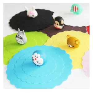 Cartoon Fruit Designs Silicone Cup Cover Silicone Glass Lid for Diameter 50mm to 100mm Cups
