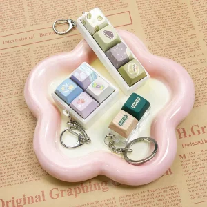 Cartoon Keycap Fidget Keychain Custom Logo Printing Anime Design Stress Relief Plastic Toy