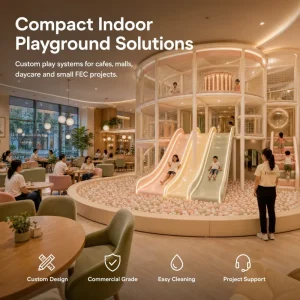 Castle Soft Play Equipment Double Lane Slide TUV ISO 9001 Certified Padded Steps Ball Pool Turnkey Delivery FEC Project