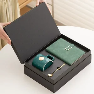 Ceramic Gift Set with Notebook, Ceramic Mug and Spoon, Custom Logo, Corporate Employee Gift