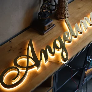 Champagne Gold Logo Office Wall Signage LED Brand Signs for Beauty Studios