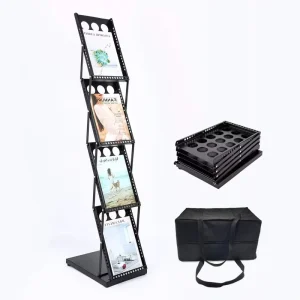 Changzhou Factory Iron Frame Brochure Black Color Magazine Exhibition Display A4 Size Folding Catalog Holder