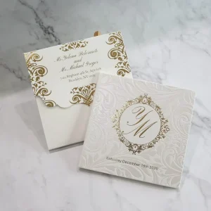 China Price Personalized Hard Cover Wedding Invitations with Response Set