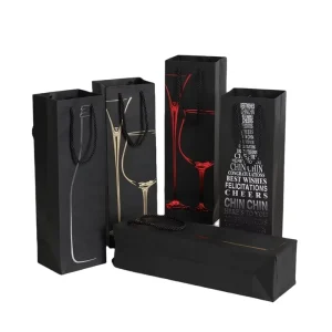 China Supplier Custom Design Printed Luxury Bottle Gift Packaging Wine Paper Bag for Liquor Store