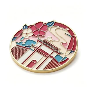 Chinese Paifang Gate Metal Fridge Magnet Cloisonne Enamel Custom Refrigerator Magnet Souvenir