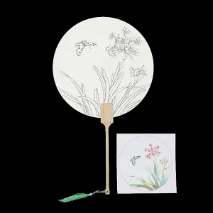 Chinese Style Coloring Fan Double sided Thickened Paper Line Drawing Fans DIY Handmade Graffiti Fans for Sthdents