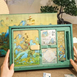 Chinese Style Thousand Miles Rivers and Mountains Design Diary Gift Box Set