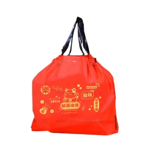 Chinese Themed PE Drawstring Bag Waterproof Durable Takeaway Packaging with Food Illustration