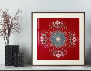 Chinese Watercolor Still Life Embroidery Wall Art Intangible Heritage Hand-Stitched Decor Classic Style Good Luck Health Theme