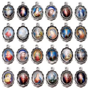Christian Various Glaze Sticker Catholic Icon Alloy Zinc Alloy Pendant Charms DIY Making Necklace Accessories Customized Images