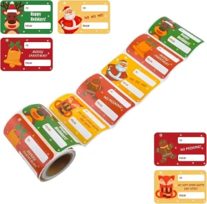 Christmas Gift Label Tag Stickers Self Adhesive Present Labels for Holiday Gift Box 5 Designs 120 Count