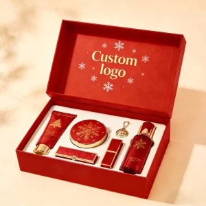 Christmas Packaging Box Luxury Cosmetics Gift Box Fashion Magnetic Box Customized Logo Hot Stamping Process with Lining