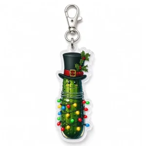 Christmas Pickle Keychain Holiday Tradition Ornament Acrylic Charm Bulk