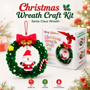 Christmas Wreath Craft Kit DIY Santa Clay Chenille Ornament OEM Custom Holiday Gift Set Kids