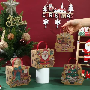 Christmas for Gift Box Kraft Paper Special Shaped Hand Drawn Design Christmas Eve Candy Packaging