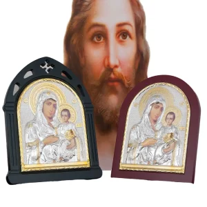 Church Orthodox Catholic Home Wall Decor Elegant Plating Saint Nicholas Image Icon Religious Metal Crafts for Easter Gift