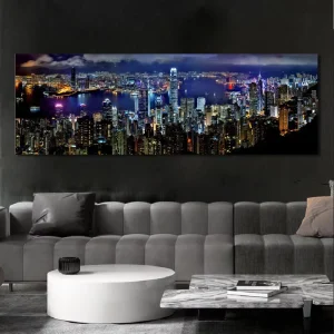City Night Scene Canvas Print Modern Landscape Poster Wall Art Waterproof Ink Print for Indoor Home Decor Living Room Bedroom