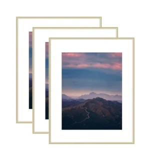 Classic Gold Aluminum Photo Frame Flat Edge Wall Mount Picture Display for Wall Art Home Living Room Decor